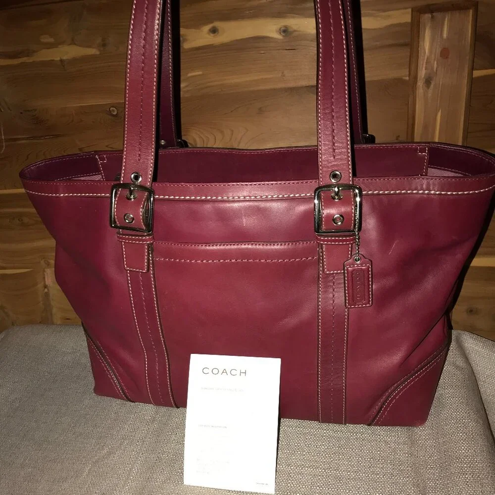 Red Coach Hampton Business Tote Bag Carryall Purse - Picture 1 of 16